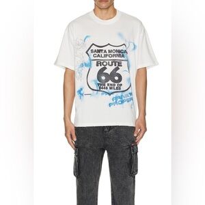 NWT Renowed Route 66 Distressed Tee in White, size L